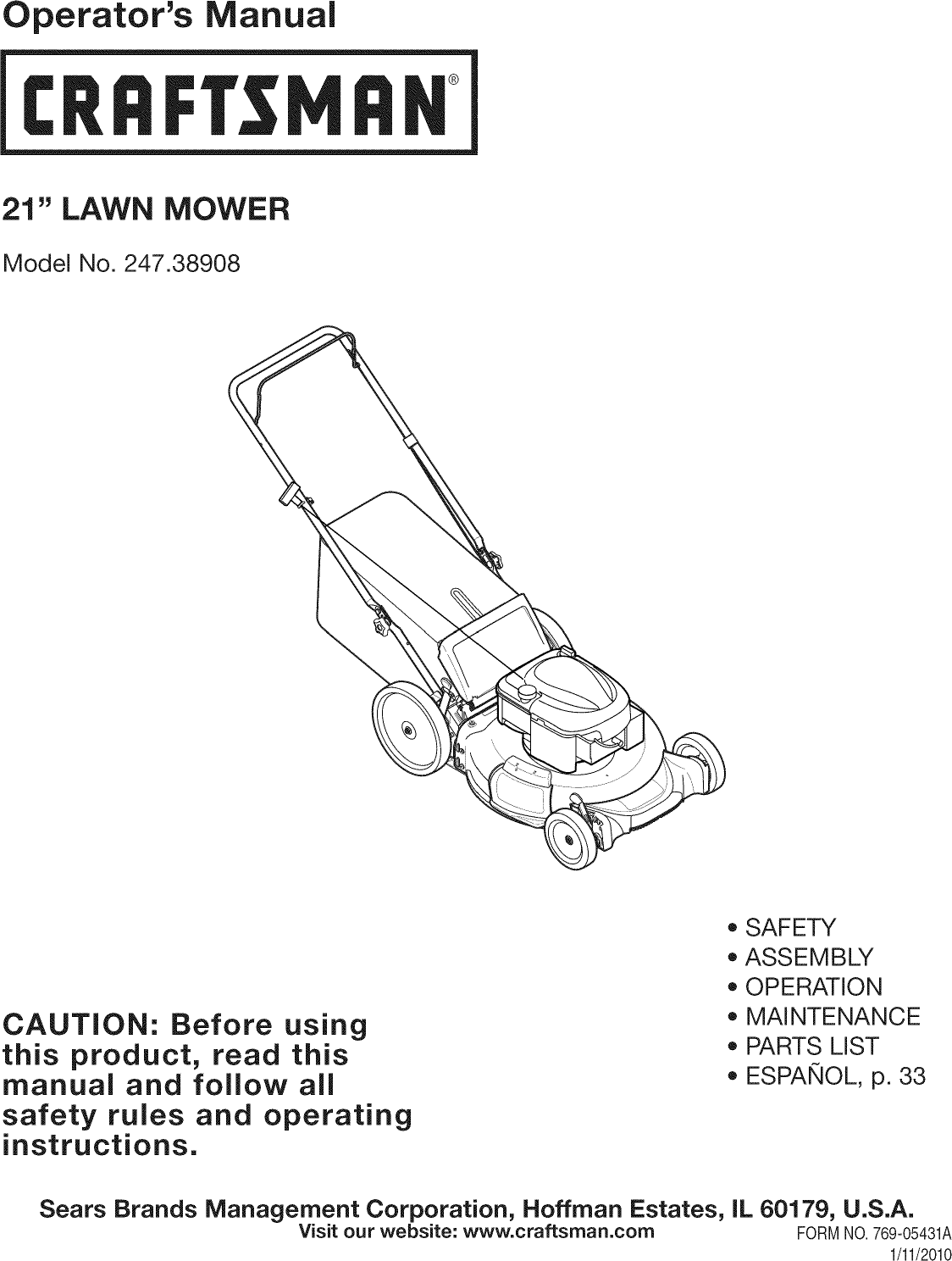 craftsman lawn mower manual canada